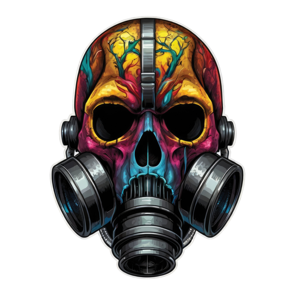 illustration of skull and gas mask png