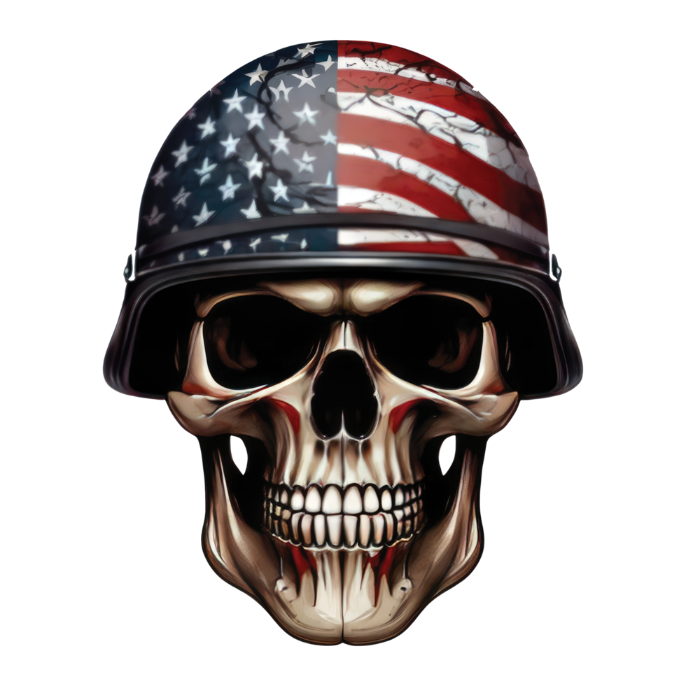 América bandeira pintado em uma crânio cabeça ilustração. fez dentro a EUA carimbo, camiseta grunge gráficos. americano bandeira impressão png