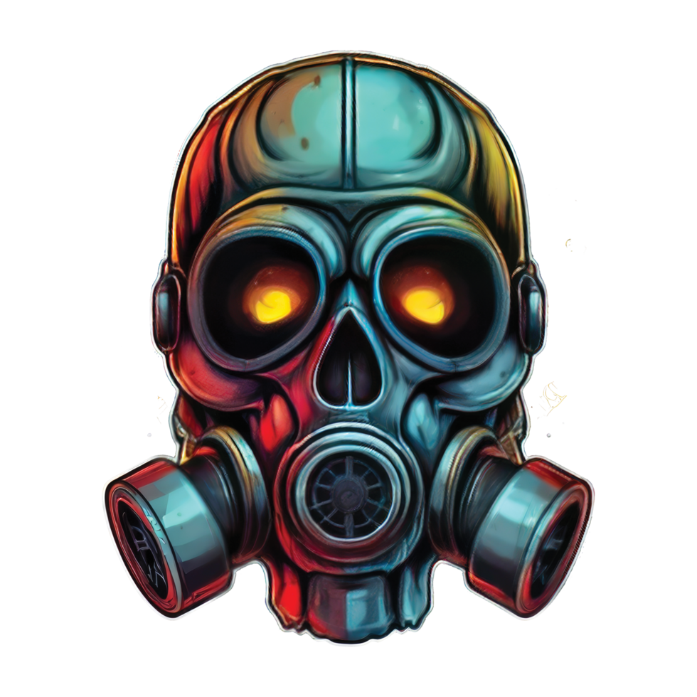 Detailed Illustration skull Head wearing a gas mask Sticker Art png