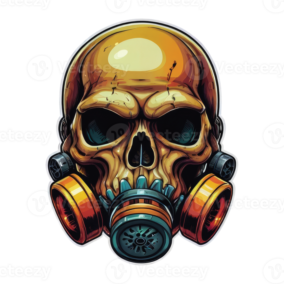 skull Head wearing a gas mask Illustration png