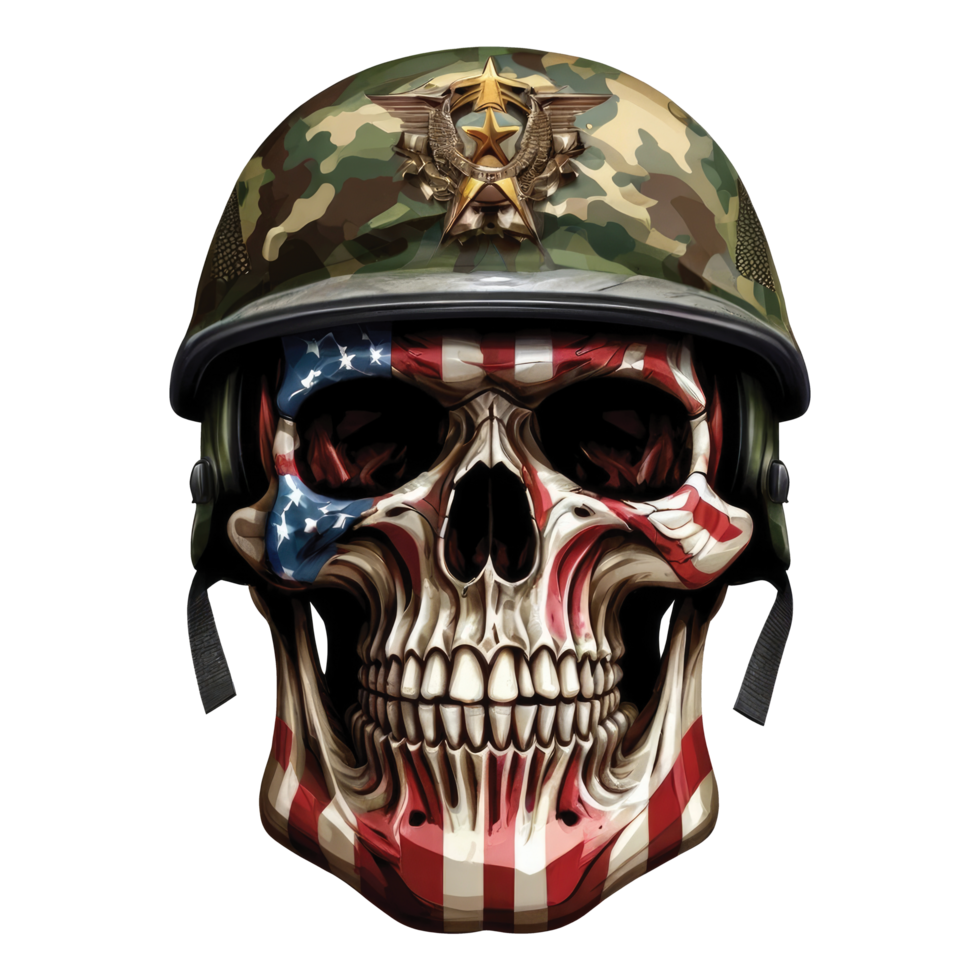 Skull with american flag in grunge style, independence day veterans day 4th of July and memorial day png