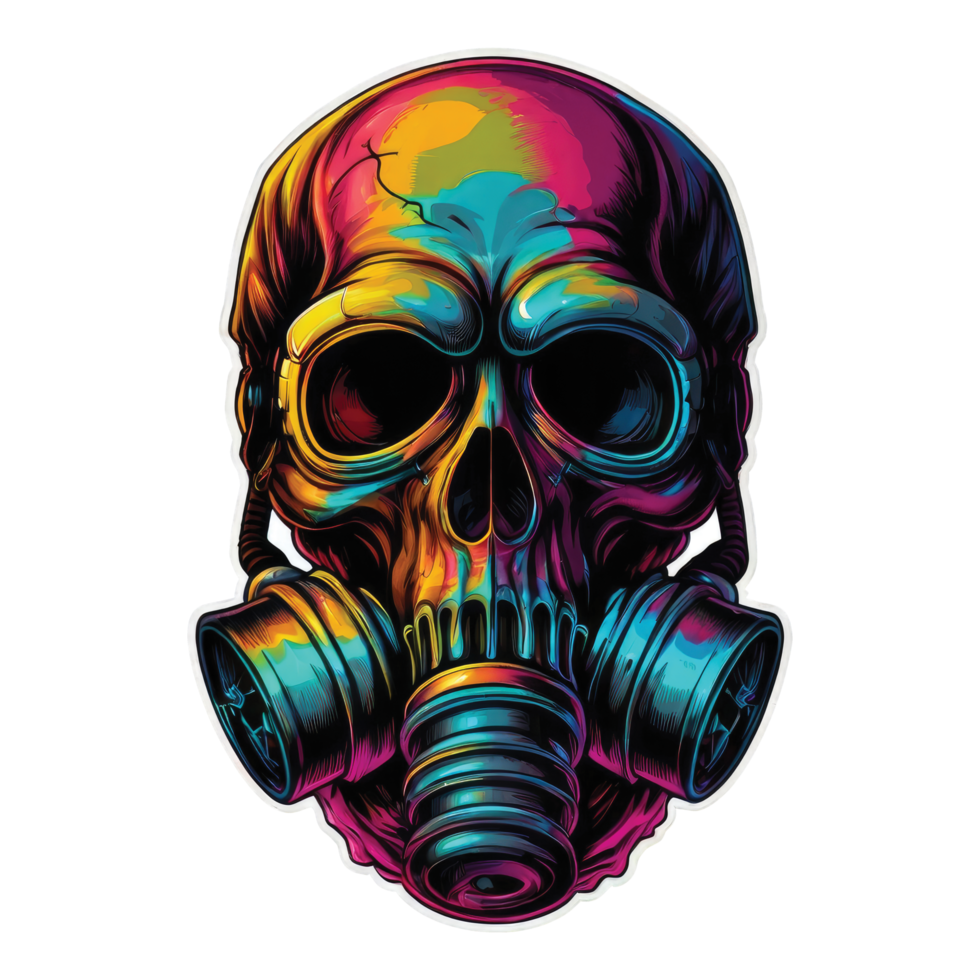 Illustration skull Head wearing a gas mask png