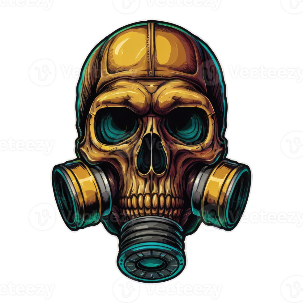 skull Head wearing a gas mask Illustration png