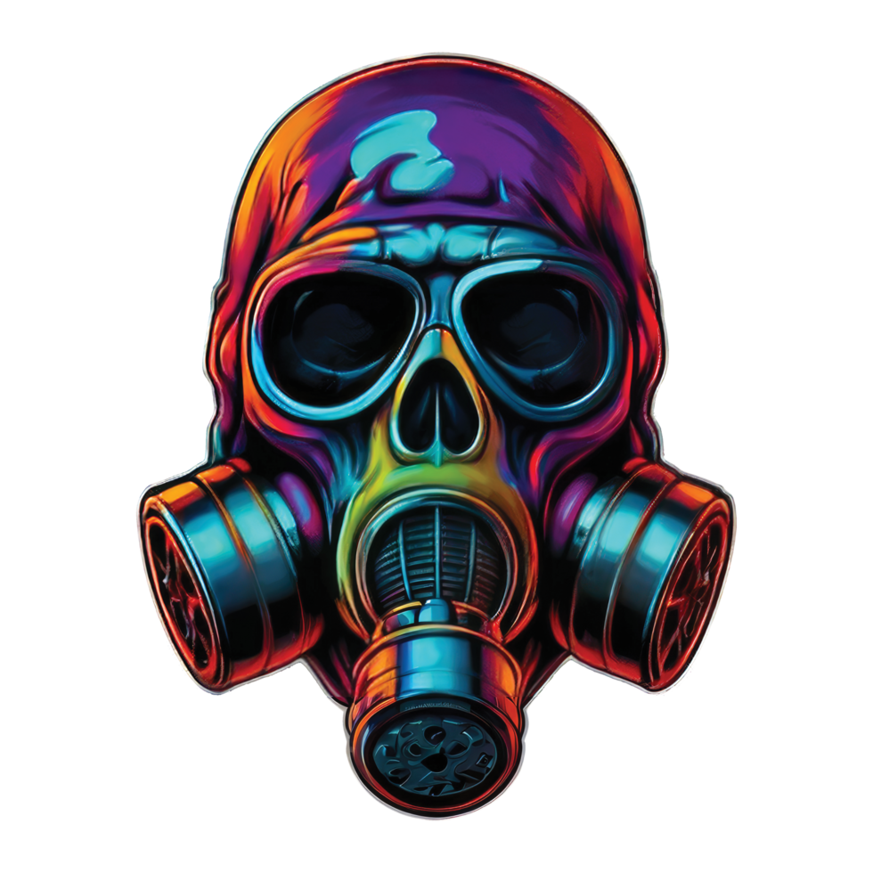 Detailed Illustration skull Head wearing a gas mask Sticker Art png