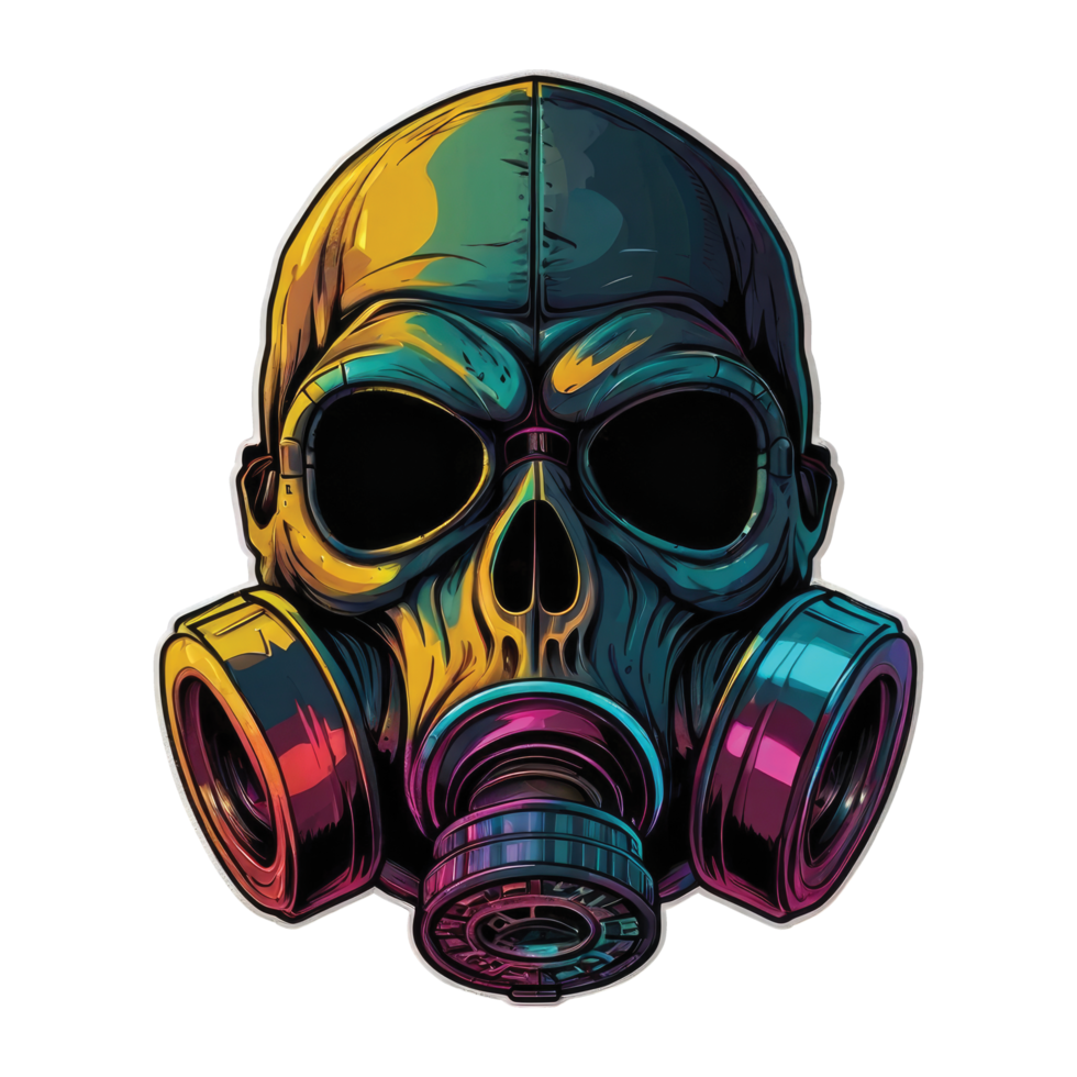 Illustration skull Head wearing a gas mask png