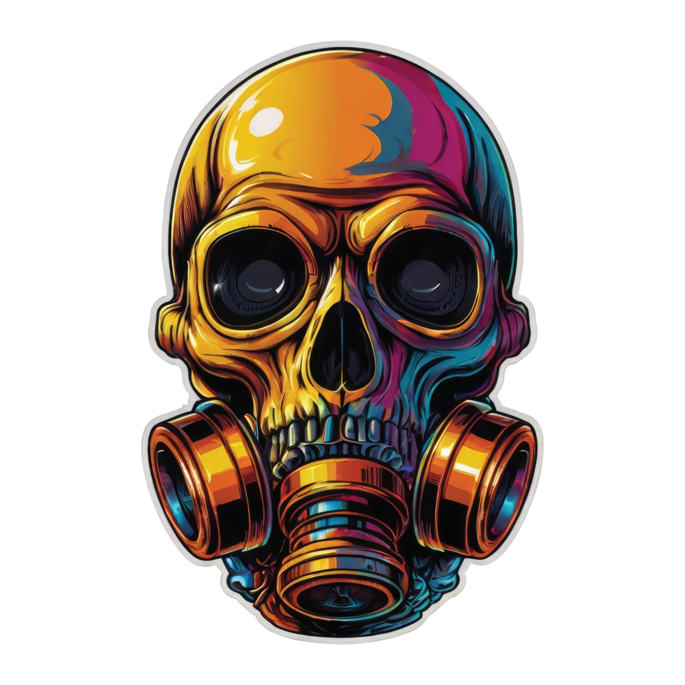 Detailed Illustration skull Head wearing a gas mask Sticker Art png