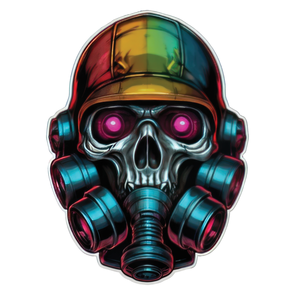 Detailed skull Head wearing a gas mask Illustration png