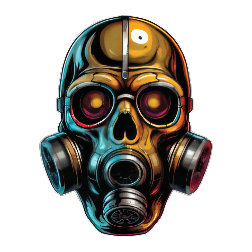 skull Head wearing a gas mask Illustration png