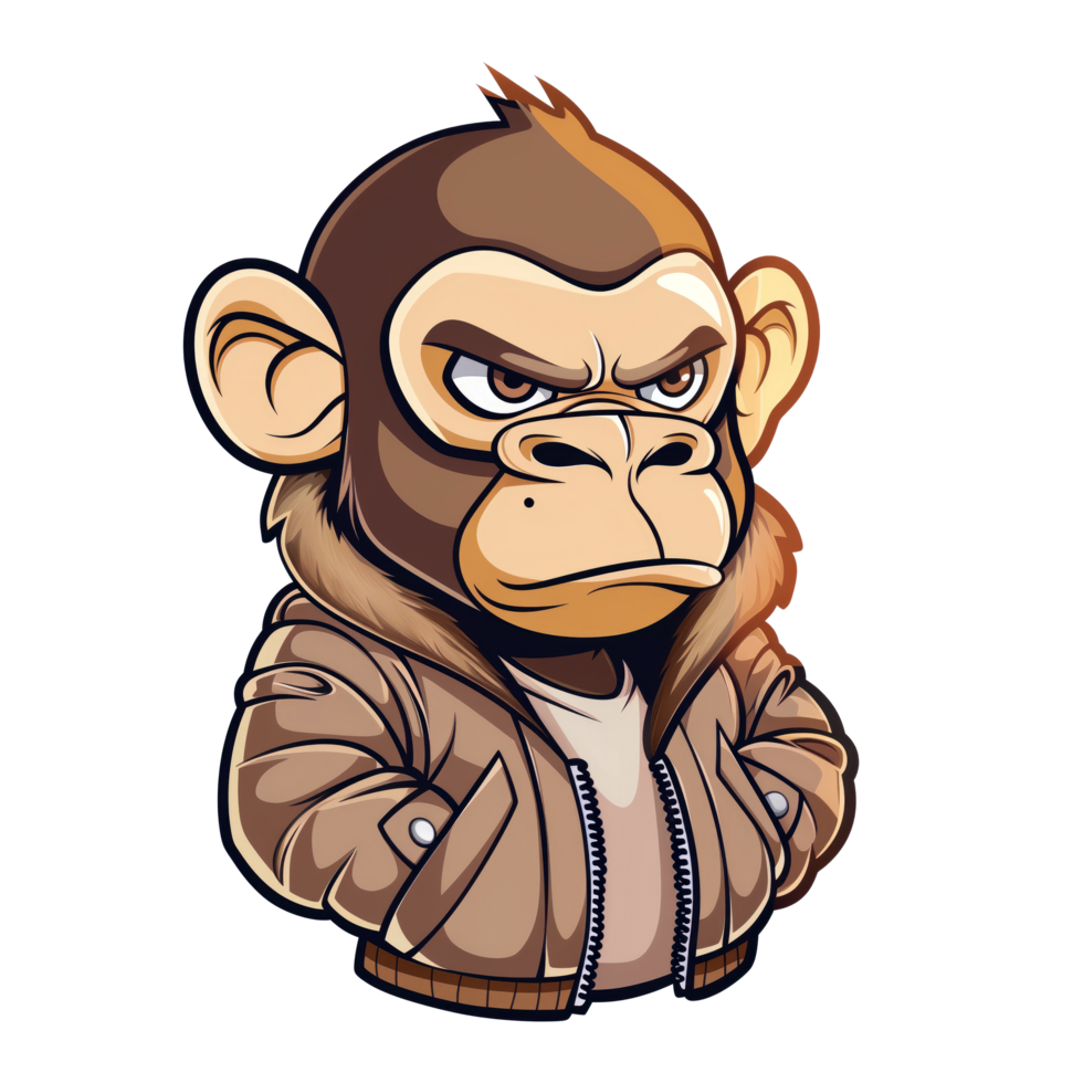 Illustration of monkey with a serious face png
