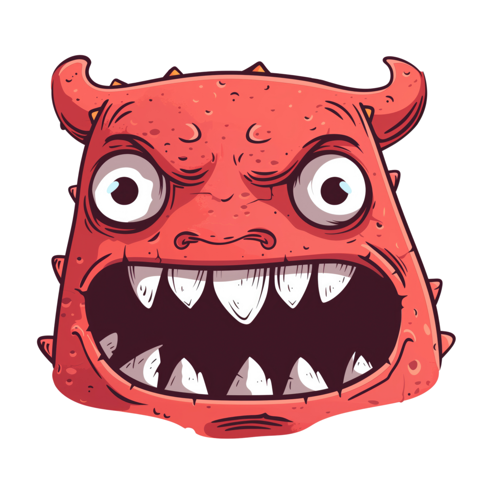 Cartoon red monster devil face png