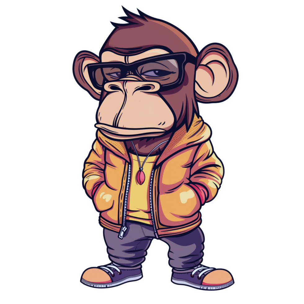 Cool teenage monkey cartoon illustration png