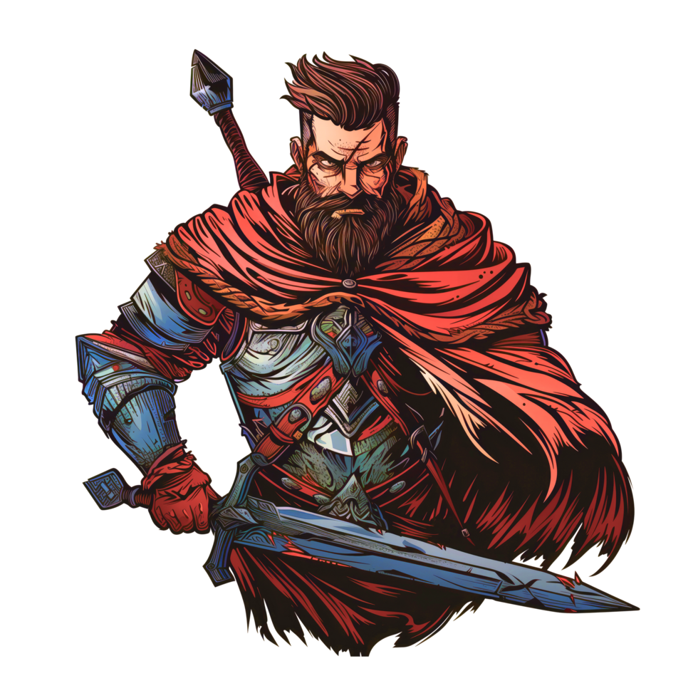 Old warrior with sword png
