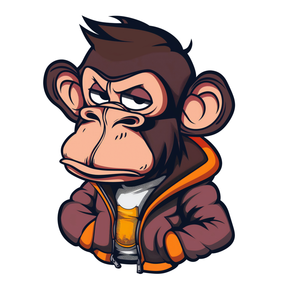 Monkey cartoon character wearing hoodie png