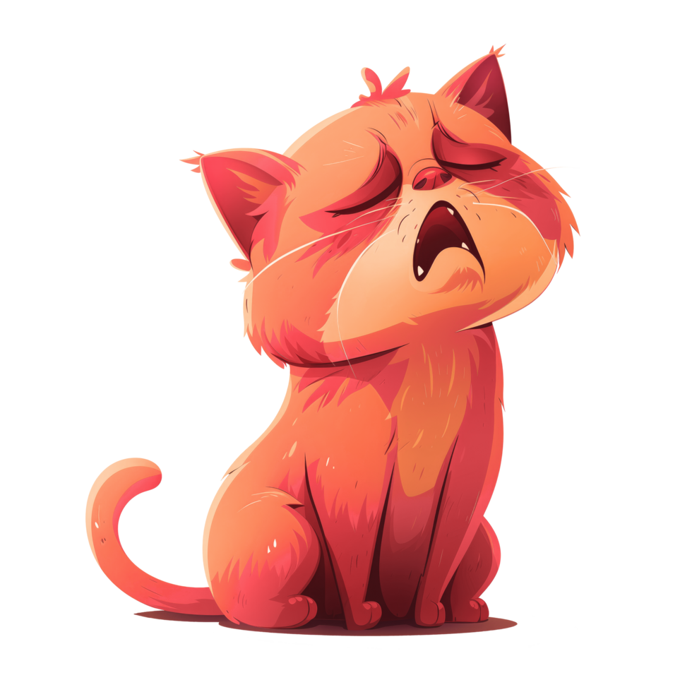 Sleepy cat cartoon illustration png