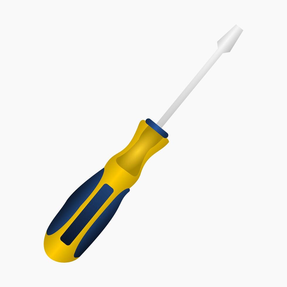 3d yellow grip screw driver-isolated on white background. vector