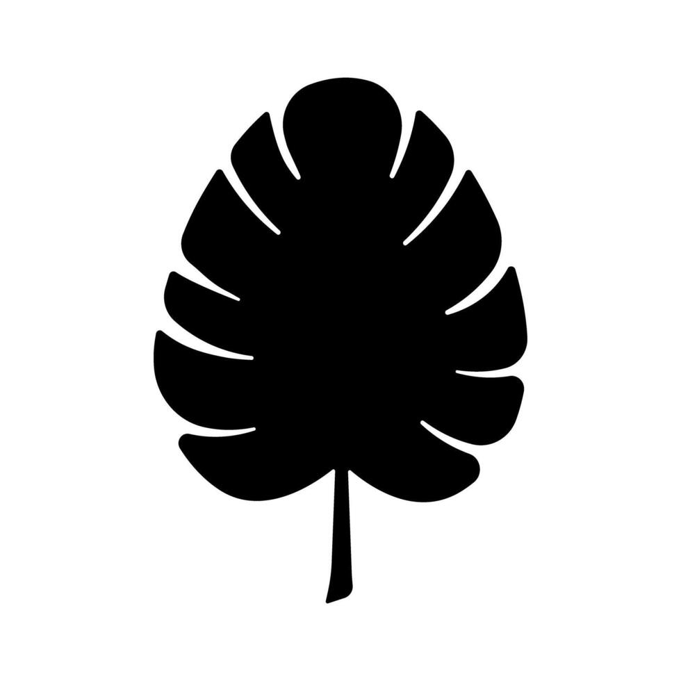 Tropical Leaf Black Icon Isolated Illustration vector