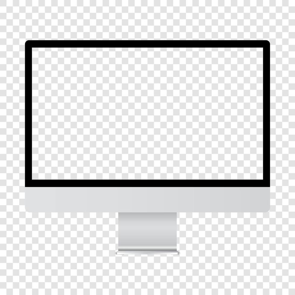 Modern Computer Monitor Screen White Display Mockup Illustration vector