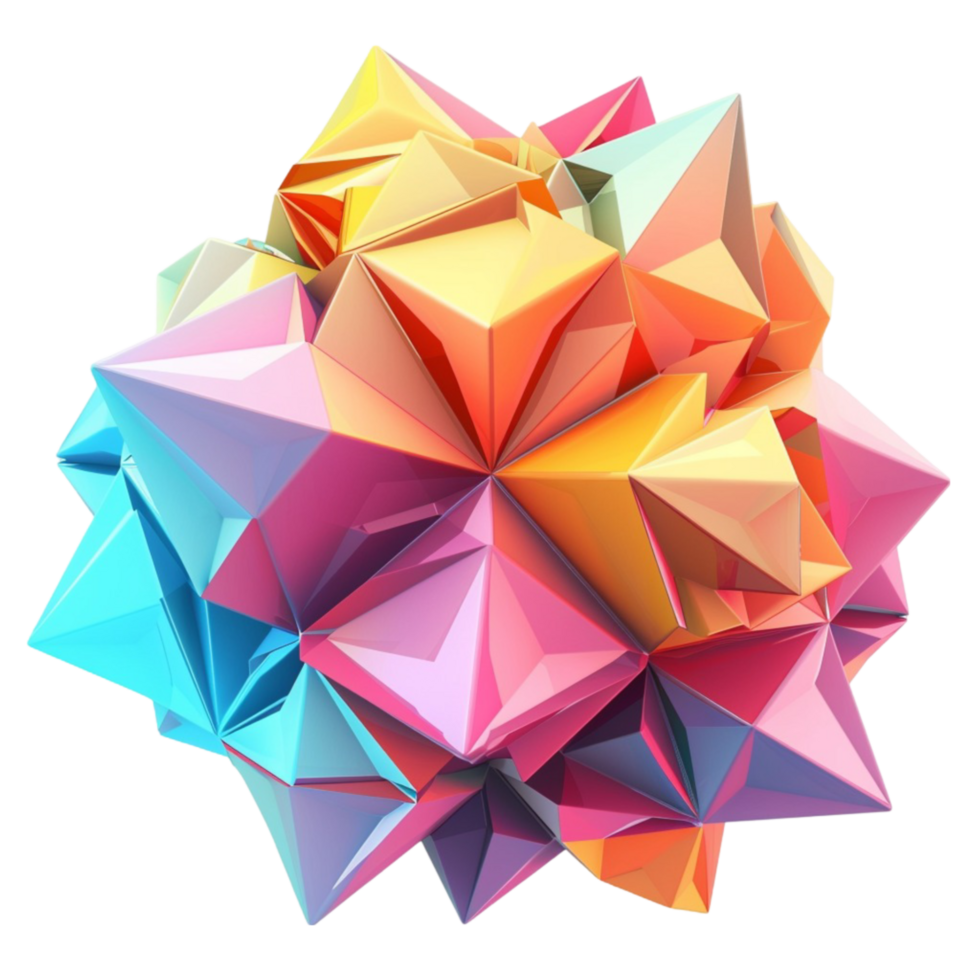 Multicolored 3D Crystal Sculpture Vibrancy in Every Angle png