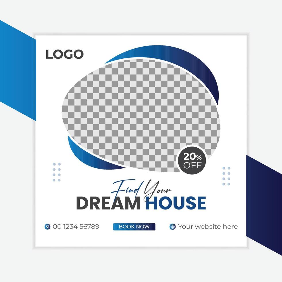 Real estate house property sale social media post template vector