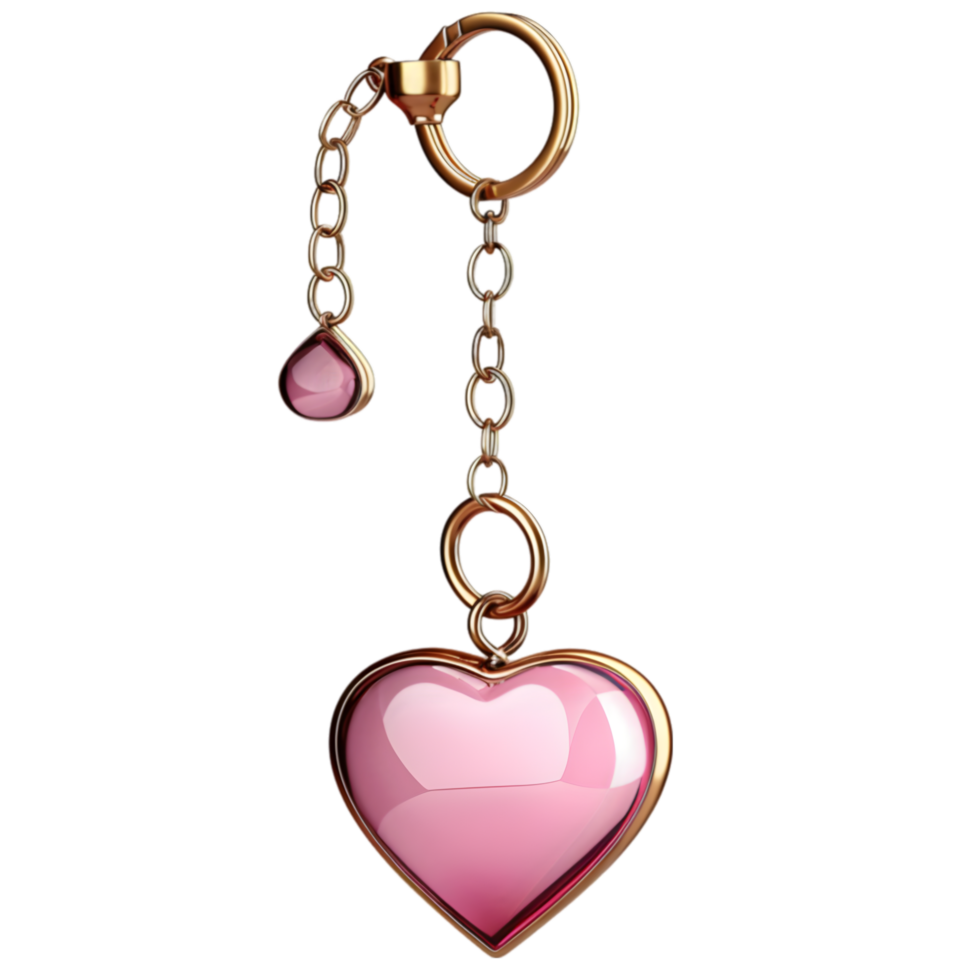 Pink Heart Ring Key Chain Sweet and Stylish Accessory png