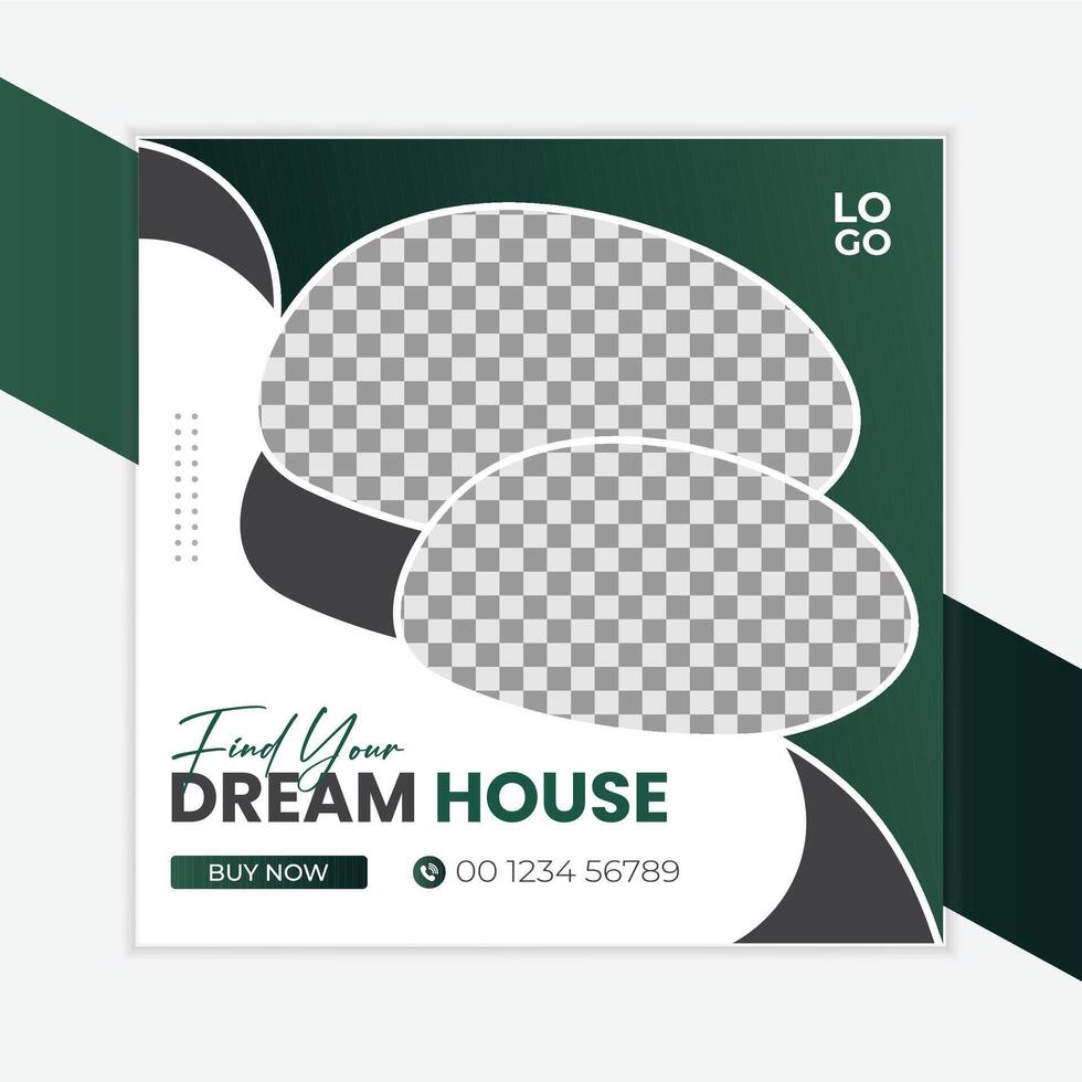 Real estate house property sale social media post or square banner template vector