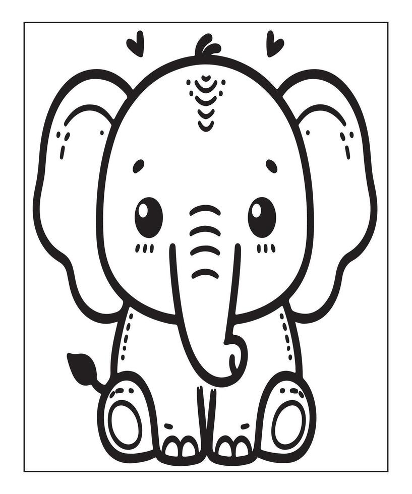 Elephant coloring page for kids. print this free printable elephant coloring page vector
