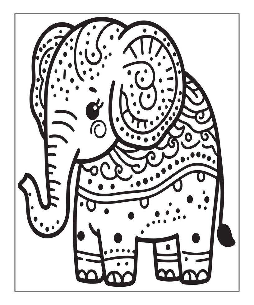 Elephant coloring page for kids. print this free printable elephant coloring page vector