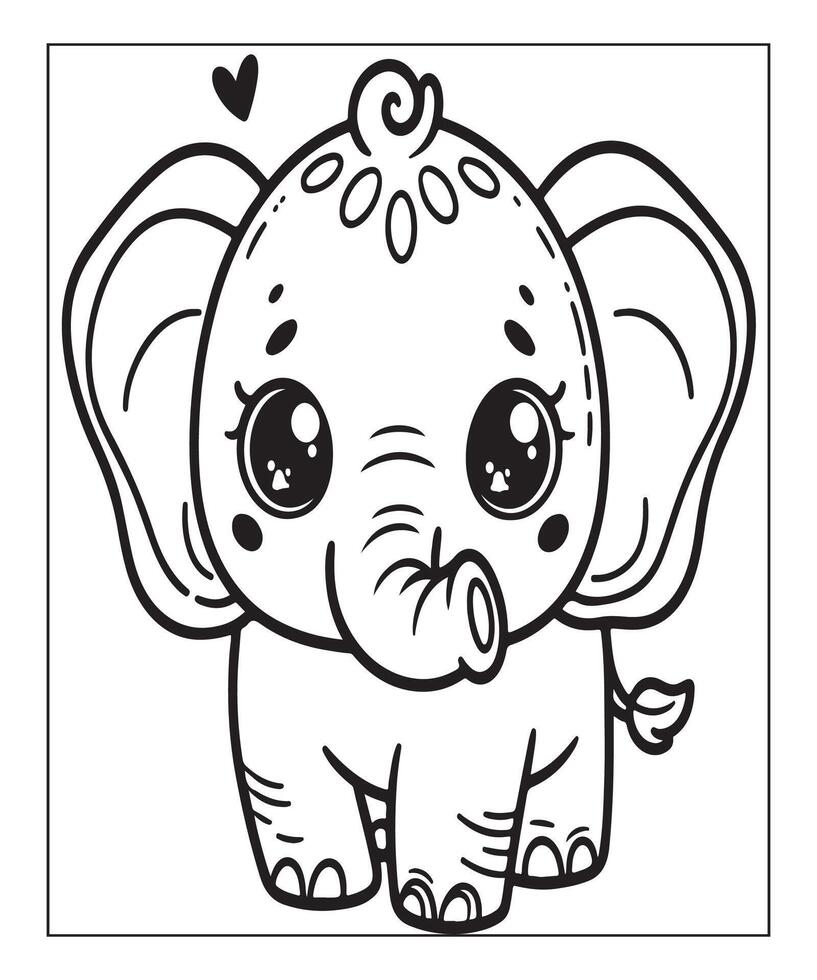 Elephant coloring page for kids. print this free printable elephant coloring page vector