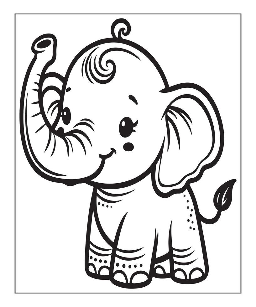 Elephant coloring page for kids. print this free printable elephant coloring page vector