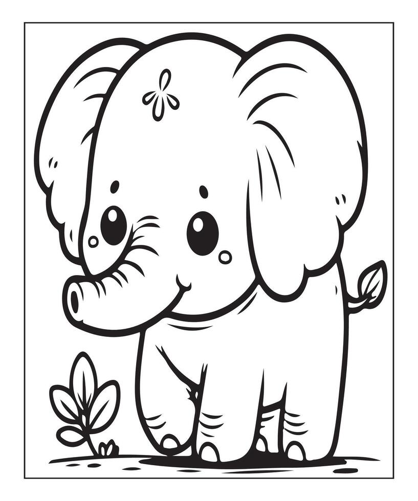 Elephant coloring page for kids. print this free printable elephant coloring page vector