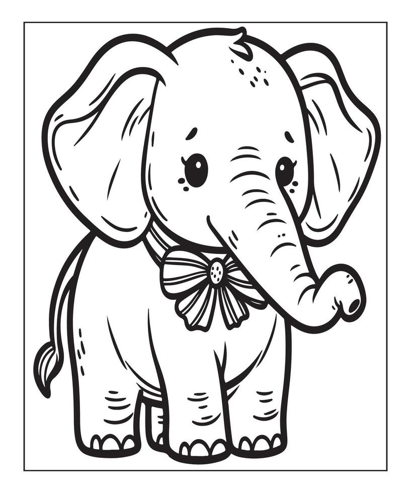 Elephant coloring page for kids. print this free printable elephant coloring page vector