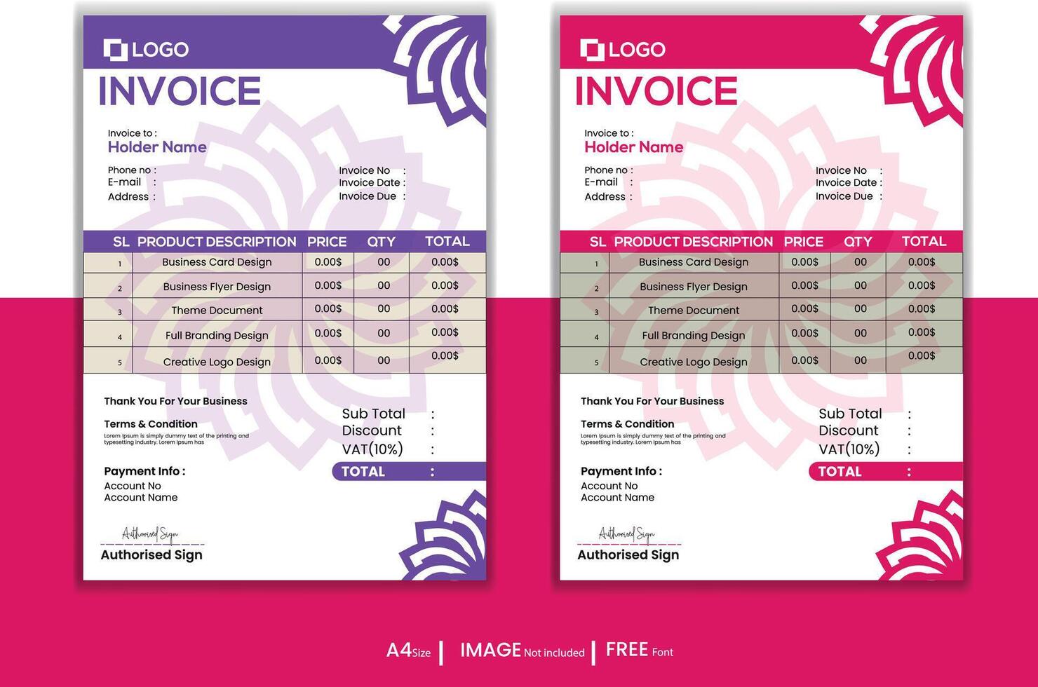 Minimal Corporate Business Invoice design template vector