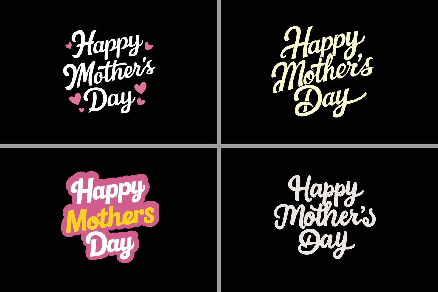 Happy Mother's Day typography set for greeting card design vector