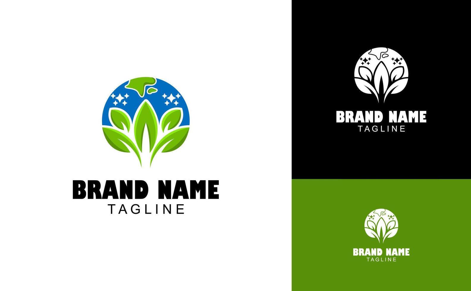 Globe and leaf combined logo template vector