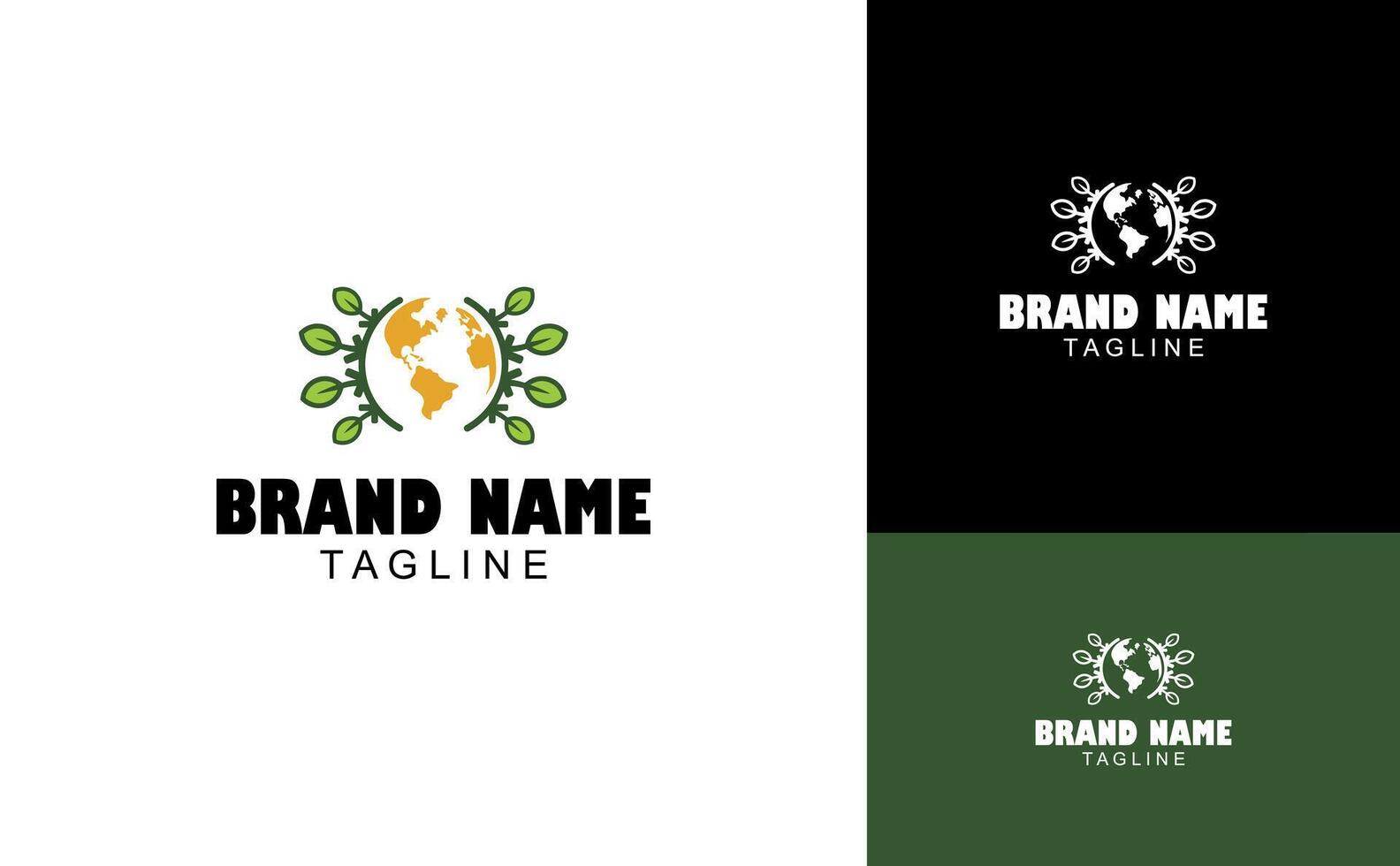 Globe and leaf combined logo template vector