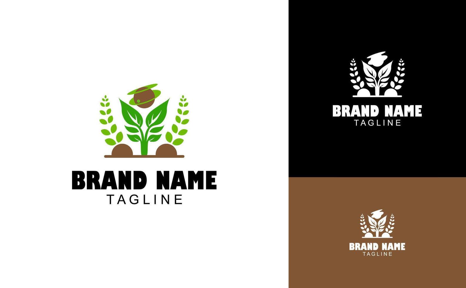 Globe and leaf combined logo template vector