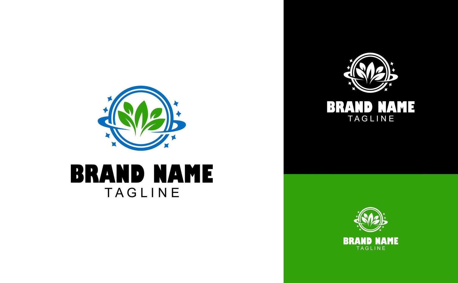 Globe and leaf combined logo template vector