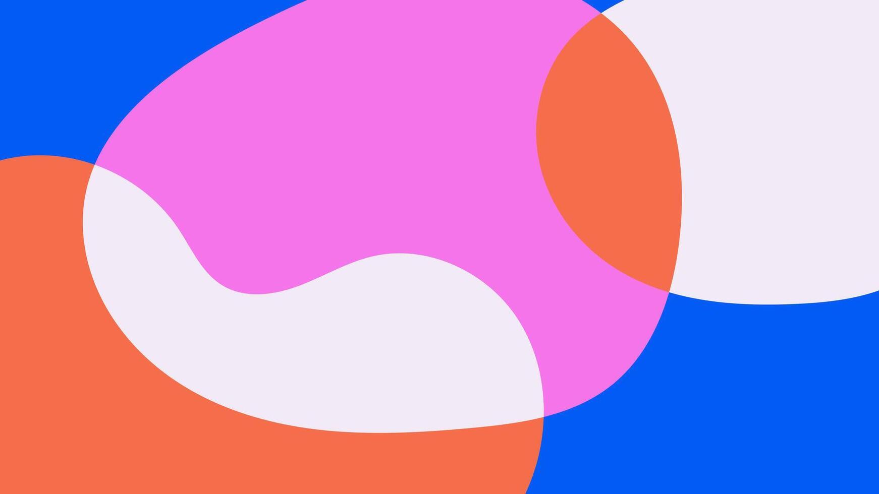 Minimal colorful background with simple hand drawn liquid shapes composition. Fun childish doodle backdrop. Abstract horizontal cover design in bright trendy colors vector