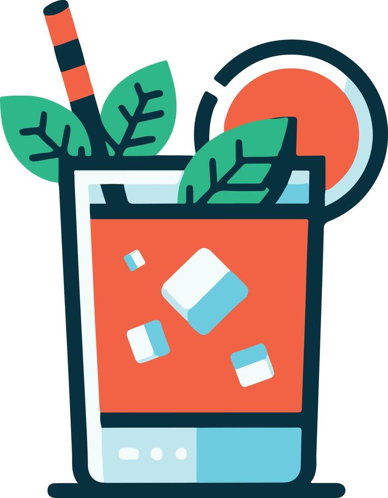 minimalistic flat cocktail summer illustration on a white background, isolated vector