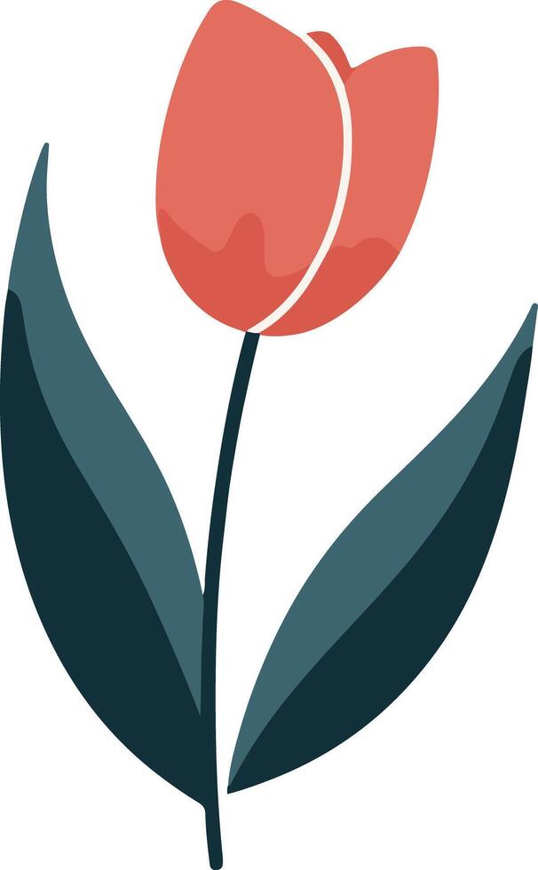 minimalistic flat tulip summer illustration on white background isolated vector