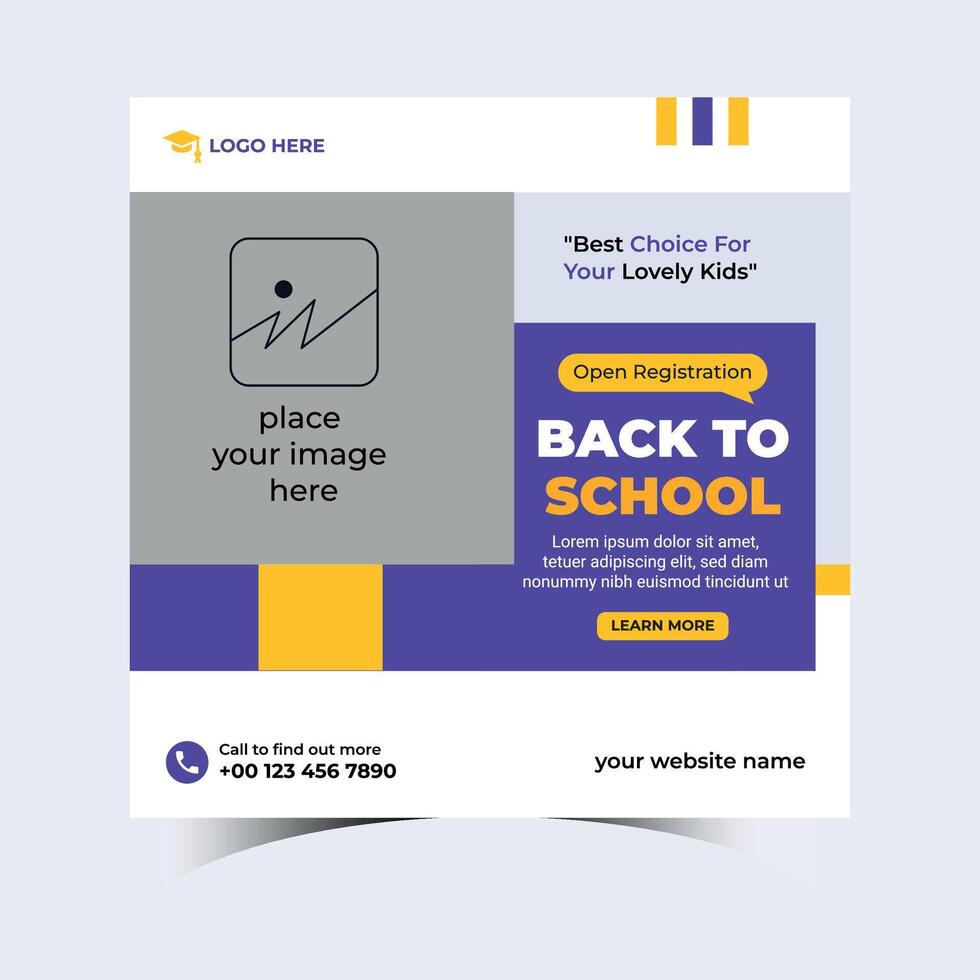 Back to school social media template design vector