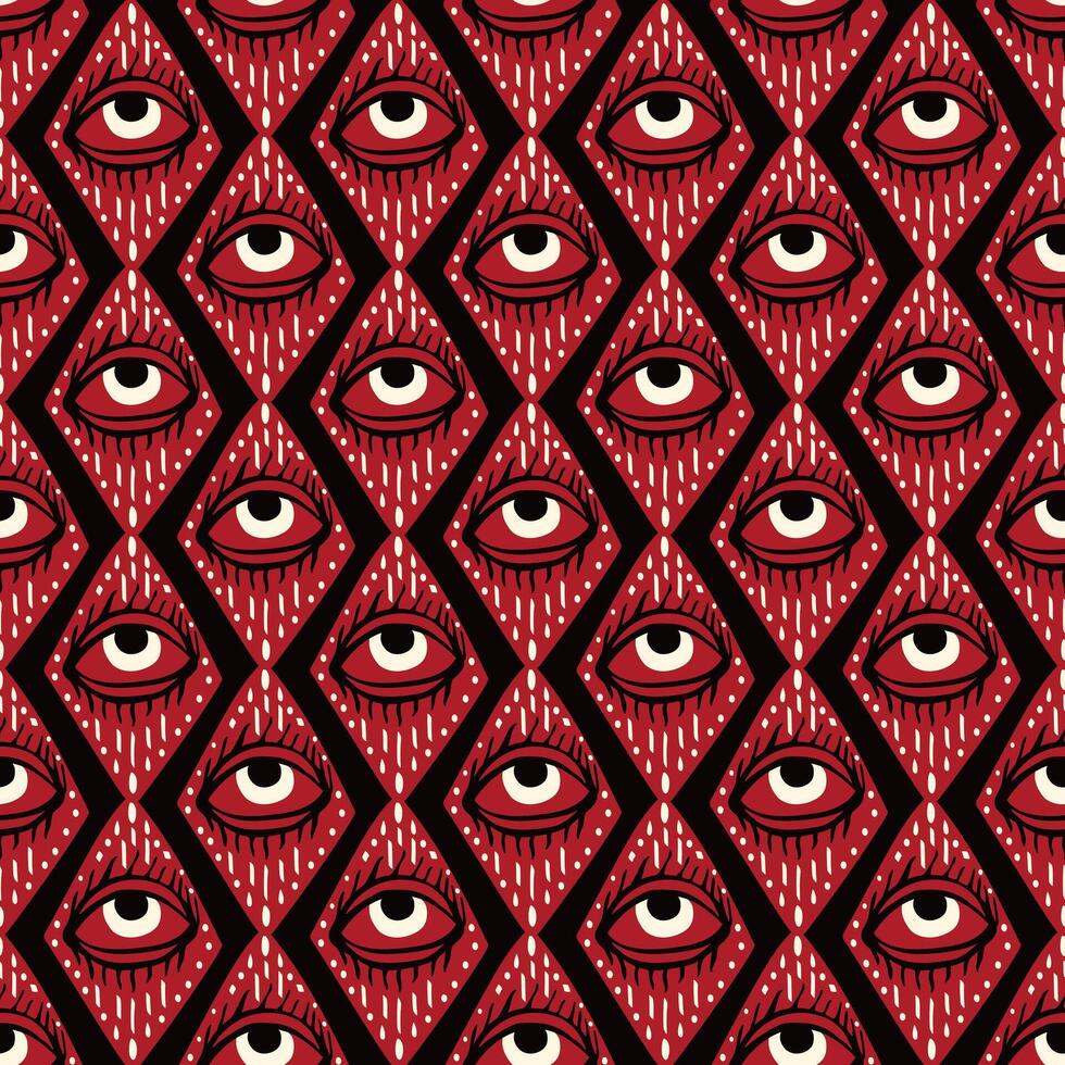 seamless pattern with magical red eyes vector