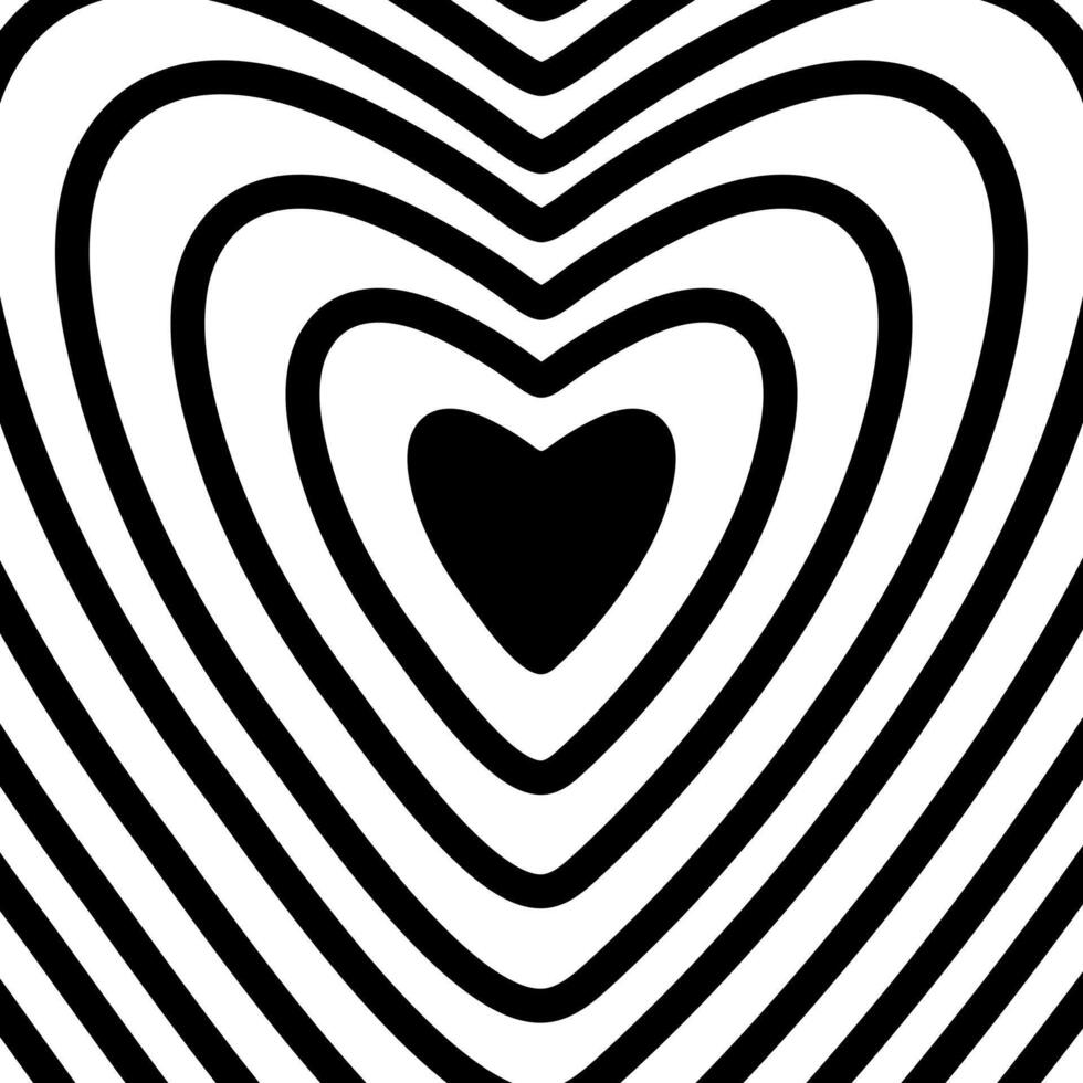 Groovy retro backgrounds with heart shapes. Monochrome colors. illustration vector
