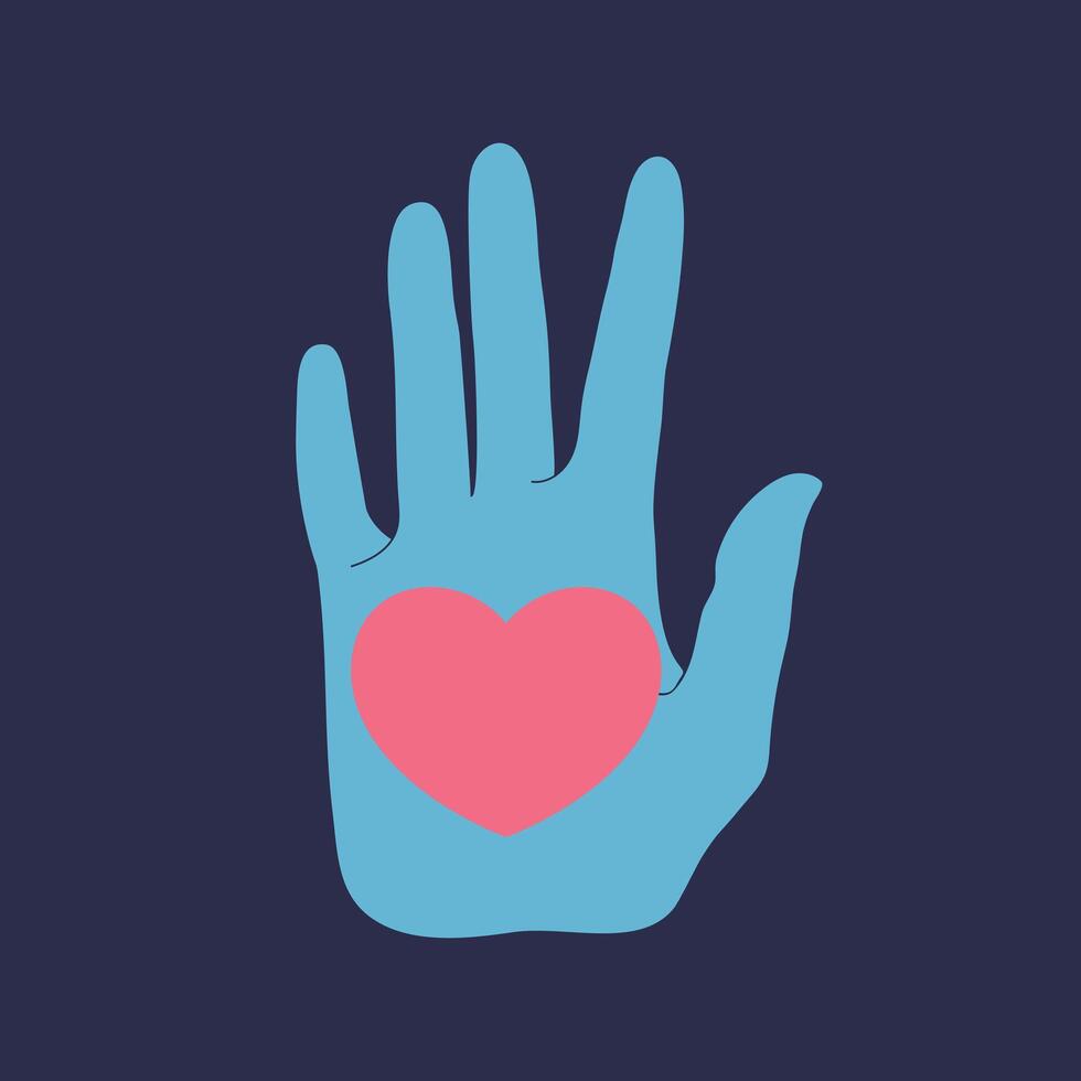 Heart on open palm sign. Heart on hand isolated. illustration vector