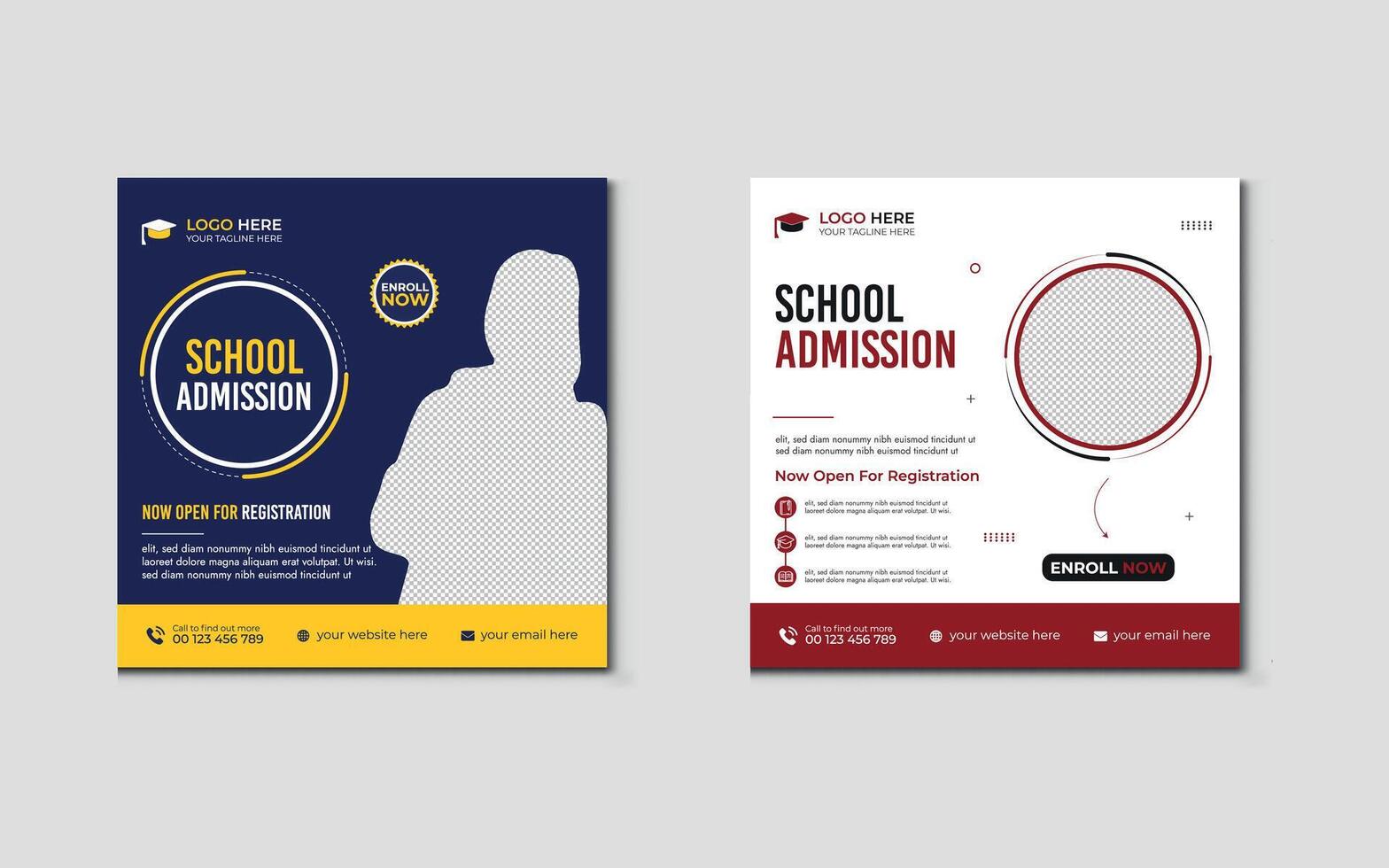 Academic social media post for school kids and back to school web banner vector