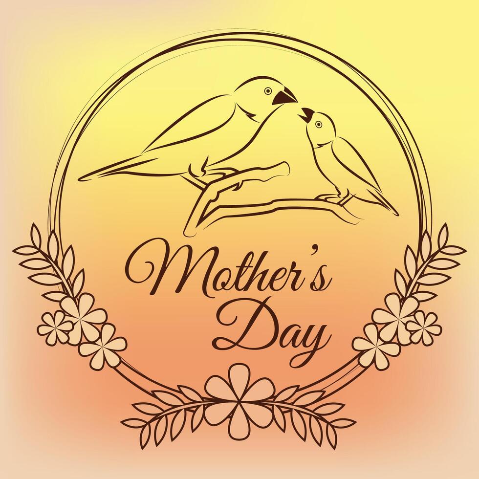 madres día diseño con aves concepto ilustración vector