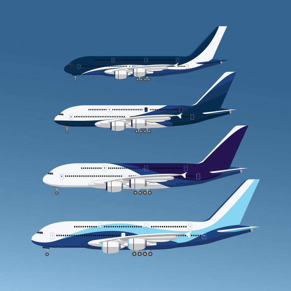 Airplanes Set of different designs illustration vector