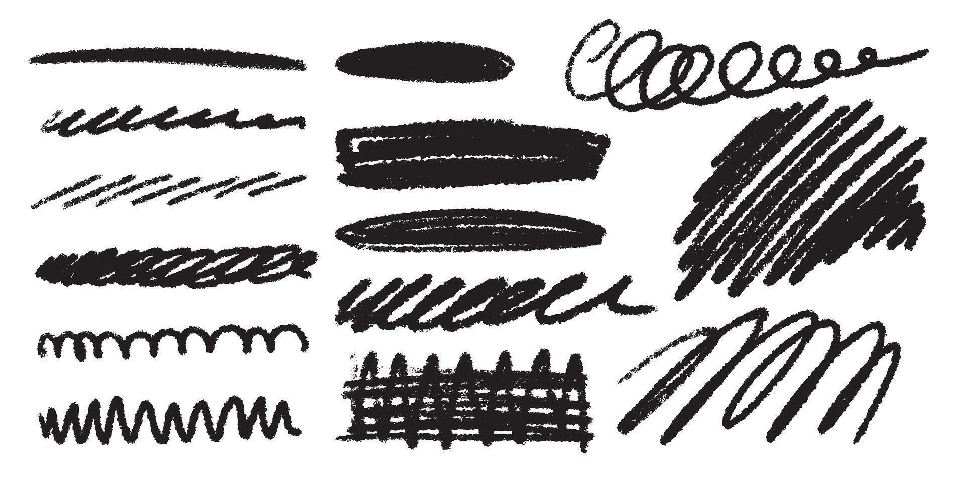 A set of black pencil strokes on a white background. doodles vector