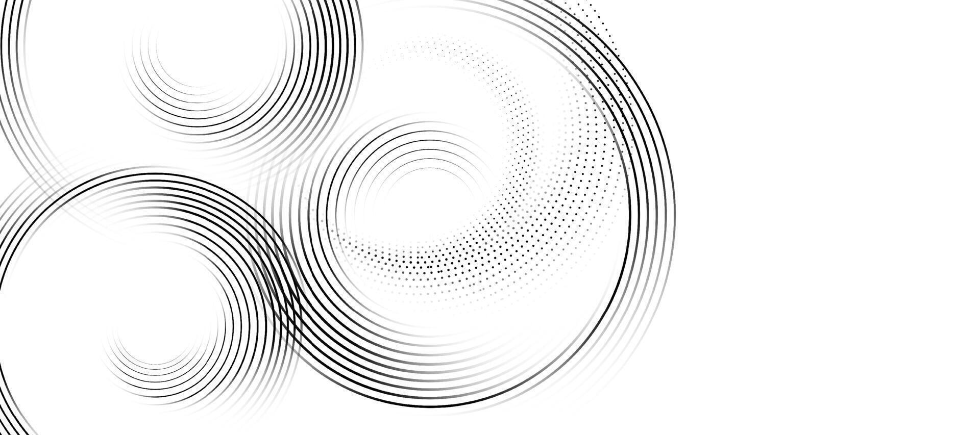 Abstract white background with black circle rings. Digital future technology concept vector