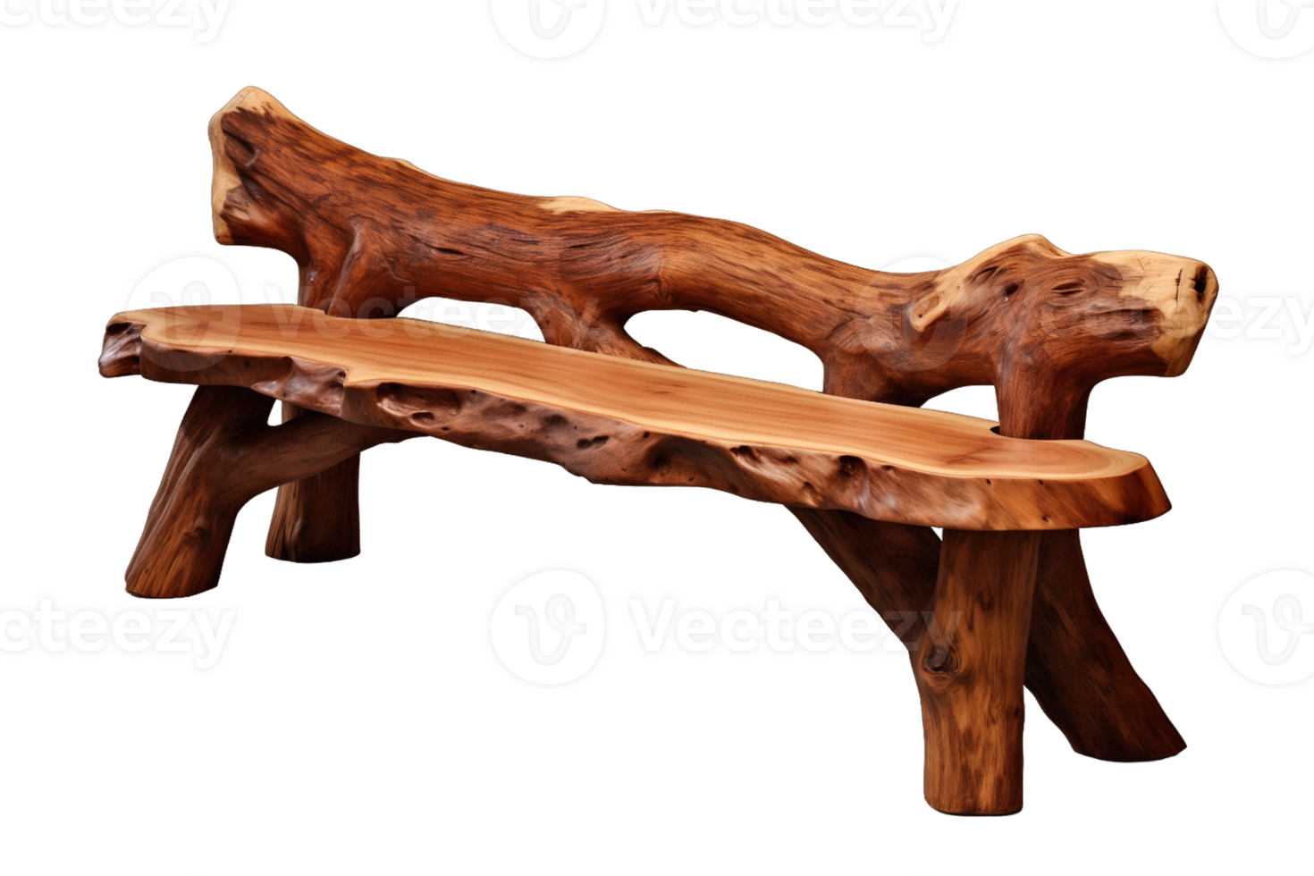 Cedar Log Bench isolated on transparent background png